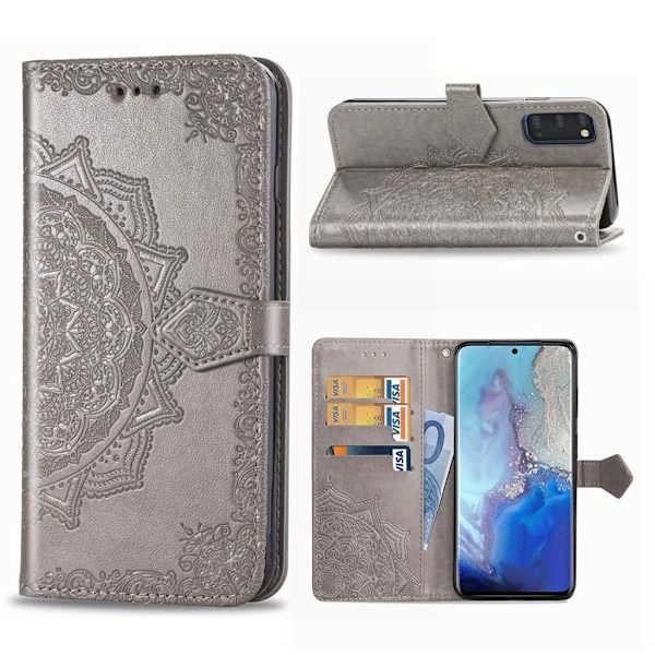 Mandala Samsung Galaxy S20 etui i lær - Grå Silver grey