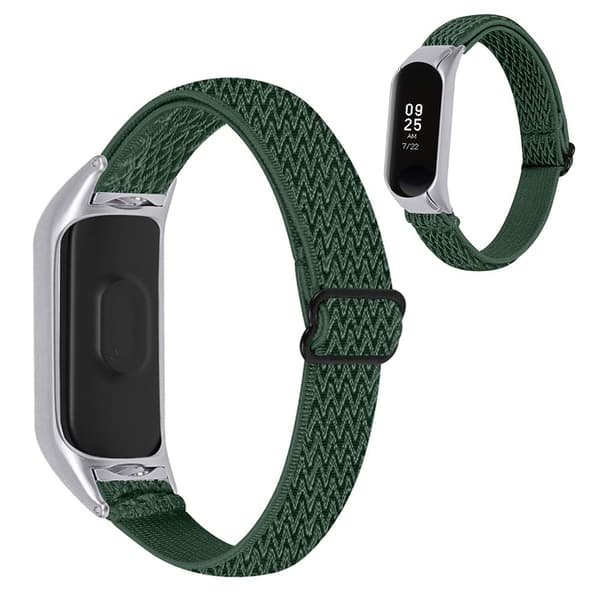 Xiaomi Mi Band 5 elastiskt klockarmband i nylon - Militärgrön Grön