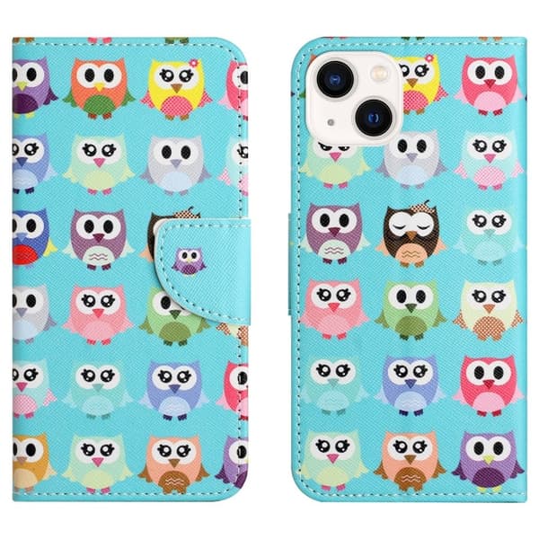 Wonderland iPhone 15 Läppäkotelo - Owls Blue