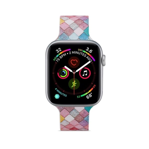 Apple Watch Series 5 44 mm mønsterarmbånd i silikon - Murstein Multicolor