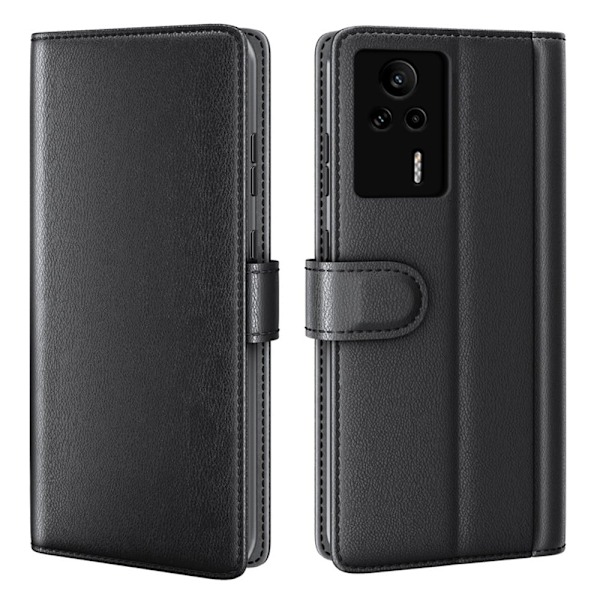 Aito nahkakotelo luottokorttipaikoilla Xiaomi Redmi K60E - Musta Black