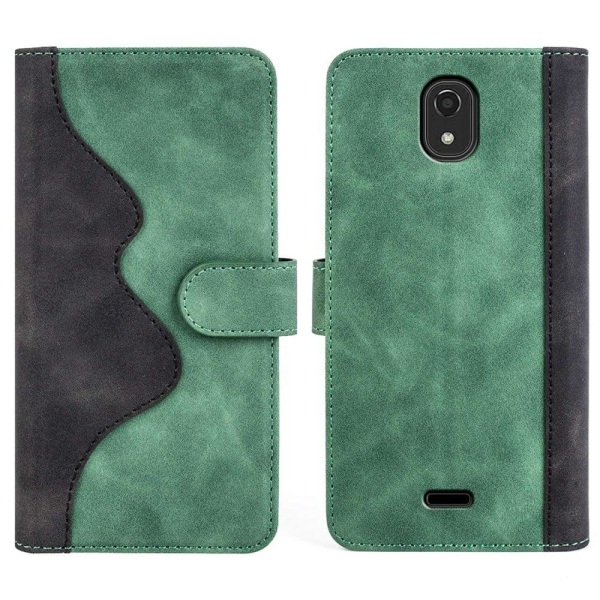 To Farvet Læder Flip Case til Nokia C100 - Grøn Green