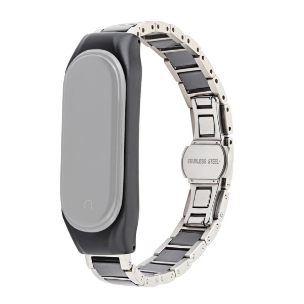 Xiaomi Mi Smart Band 6 / 5 keramisk stil urrem i rustfrit stål - Tre Perler Sort Black