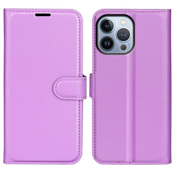 Classic iPhone 14 Pro Max flip kuoret - Violetti Purple