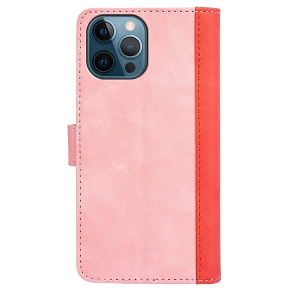 Tofarget lærdeksel for iPhone 12 Pro Max - Rosa Pink