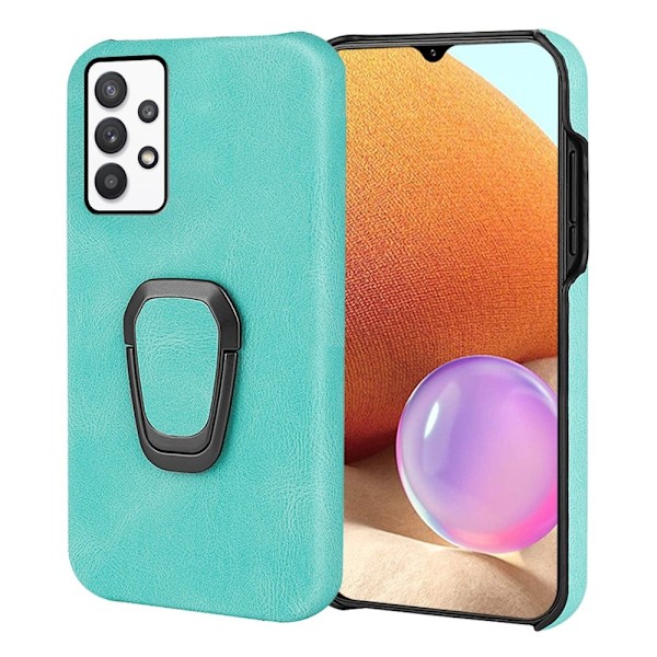 Stötsäkert läderfodral med oval kickstand för Samsung Galaxy A32 - Ljusgrön Grön