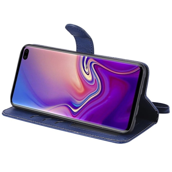 Samsung Galaxy S10 Plus  plånboksfodral i läder med löstagbar rem - blå Blå
