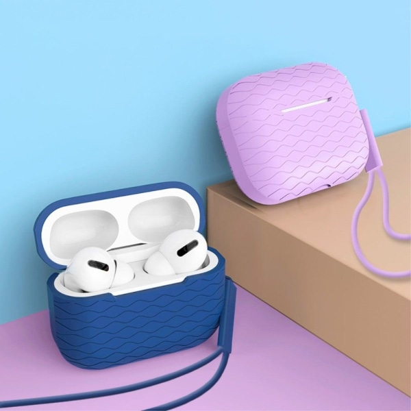 AirPods Pro 2 aalto rakenne silikoni tapauksessa hihna - Denim Sininen Blue