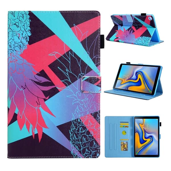 Samsung Galaxy Tab A 10.1 (2019) mønster multi-vinkel læretui - prangende ananas Multicolor