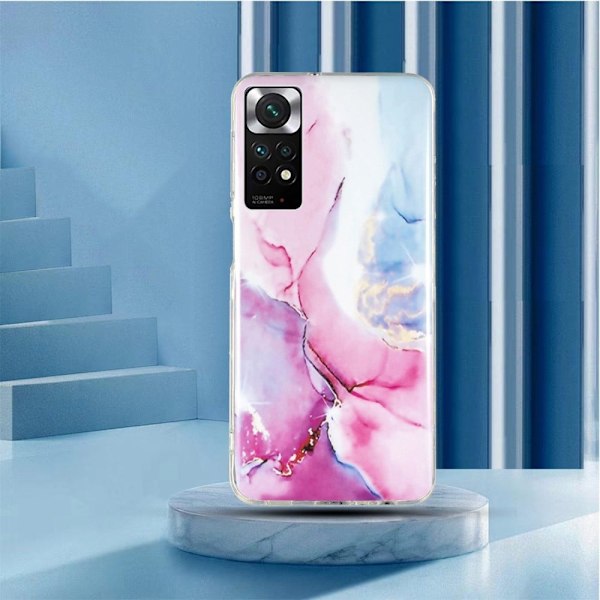 Marble Xiaomi Redmi Note 11s / Redmi Note 11 Etui - Lyserød / Blå Multicolor