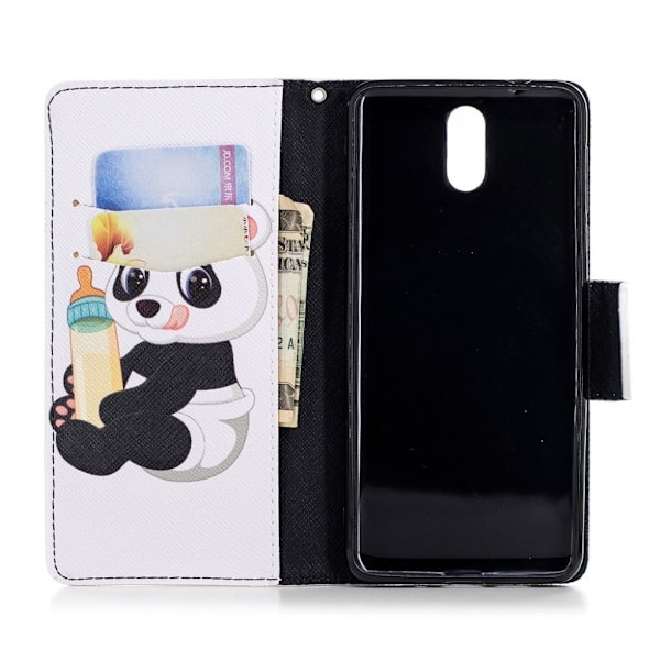 Wonderland Nokia 3.1 etui - Panda Holder en Flaske Black