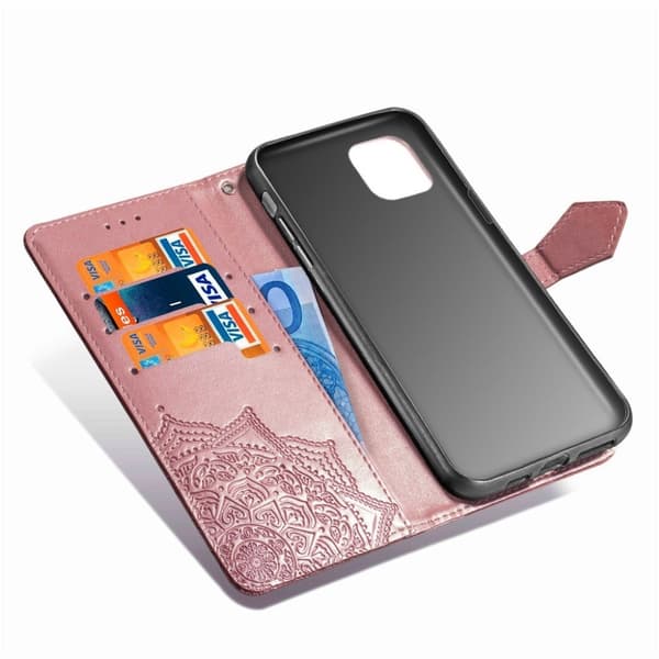 Mandala iPhone 11 Flip kotelot - Ruusukulta Pink