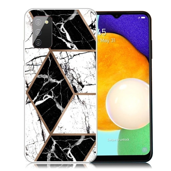 Marble design Samsung Galaxy A03s cover - Sort Og Hvid Diamant Multicolor
