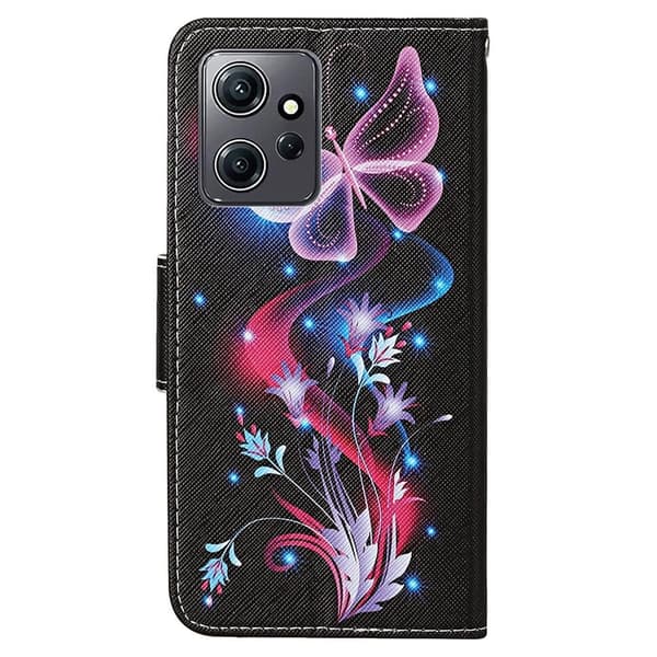 Wonderland Xiaomi Redmi Note 12 Flippetui - Fluorescent Sommerfugl Black