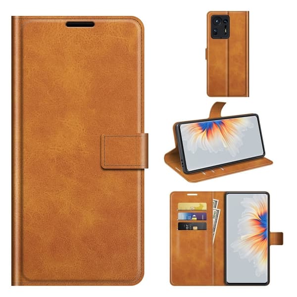 Læderetui med Pung til Xiaomi Mix 4 - Lysebrun Brown