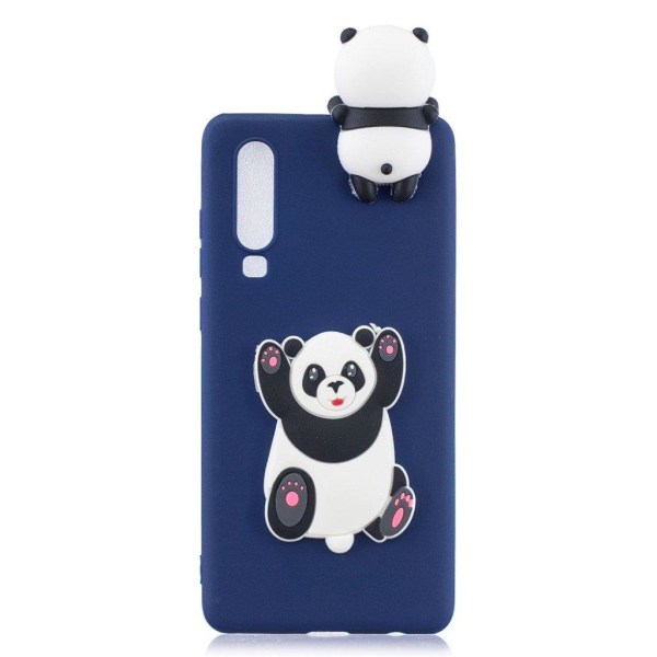 Huawei P30 3D kuvio pehmeä suojakotelo - Hyppivä Panda Multicolor