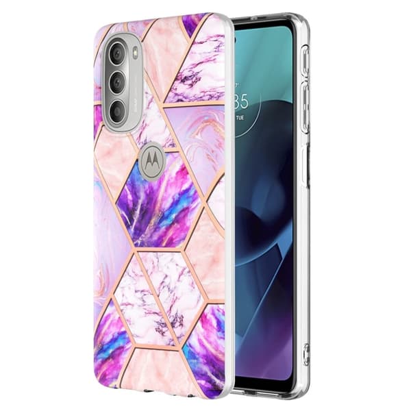 Marmordesign Motorola Moto G51 5G deksel - Lyselilla Multicolor