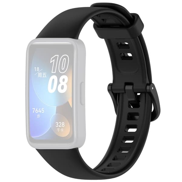Silikone urrem Huawei Band 10 NFC / 10 / 9 NFC / 9 / 8 NFC / 8 Glossy Replacement Band - Sort Black