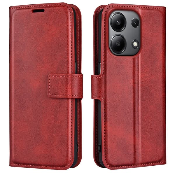 Hållbart konstläder Xiaomi Redmi Note 13 4G fodral med plånbok - Röd Röd