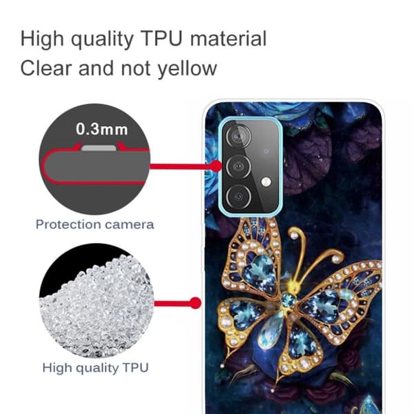 Butterfly läder Samsung Galaxy A72 5G fodral - Blå Blå