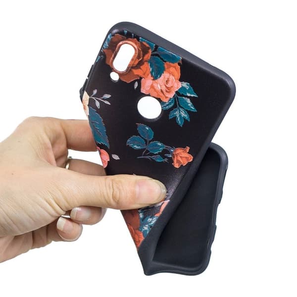 Huawei P Smart Plus mjukt mobilskal av silikon med tryckmönster - Färgrika blommor multifärg