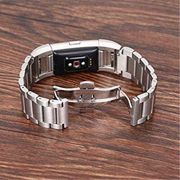 Fitbit Charge 2 Luksus Ruostumaton Teräs Kello Ranneke - Hopea Silver grey