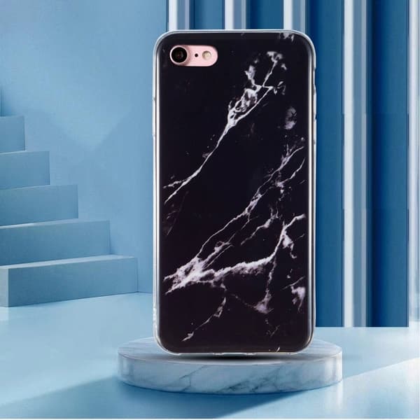 Marmormotiv iPhone SE (2022) / iPhone SE 2020 / iPhone 7 skal - Svart Svart
