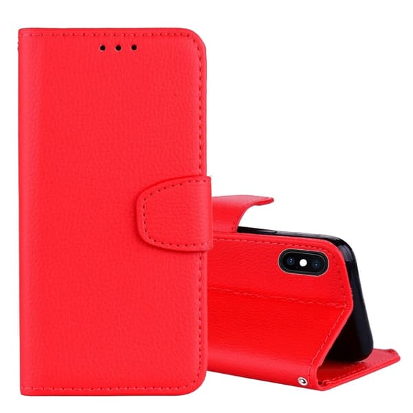iPhone Xs Max flip etui i litchi-narvelæder - Rød Red