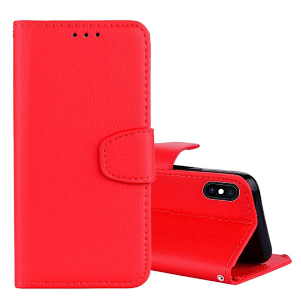 iPhone Xs Max Synteetti nahkainen taivutettava lompakko mallinen suojakotelo - Punainen Red