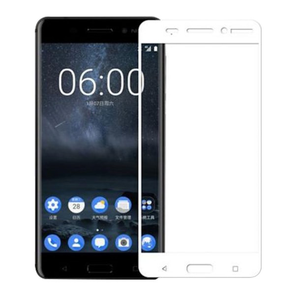 Nokia 6 Screen Cover in Hardened Glass (Full Coverage) (White) Vit