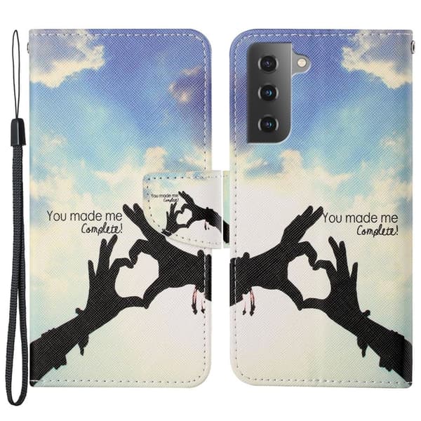 Wonderland Samsung Galaxy S22 Plus Flippetui - Hjerte Form / Finger Multicolor