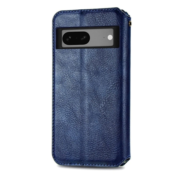 Læder Etui med A Stilfuldt Rhombus Tryk til Google Pixel 7a - Blå Blue