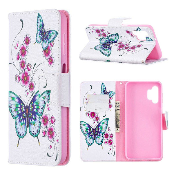 wonderland Samsung Galaxy A32 5G flip etui - blomster og sommerfugle Multicolor