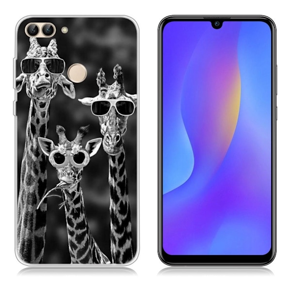 Huawei P Smart trykt mønster blødt etui - Cool Giraffer Multicolor