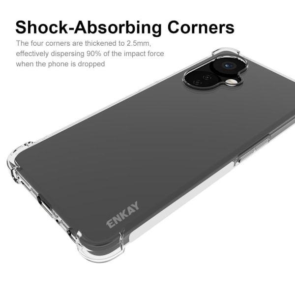 ENKAY klart faldsikkert etui til OnePlus Nord CE 3 Transparent