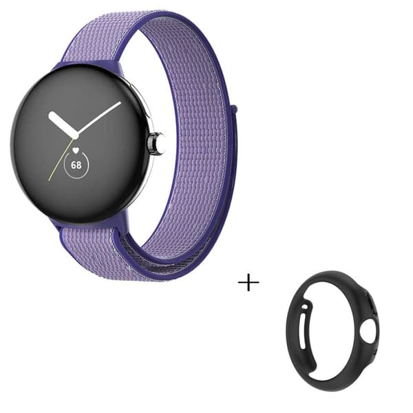 Elastisk klokkerem i nylon med svart deksel til Google Pixel Watch - Blå / Lilla Purple