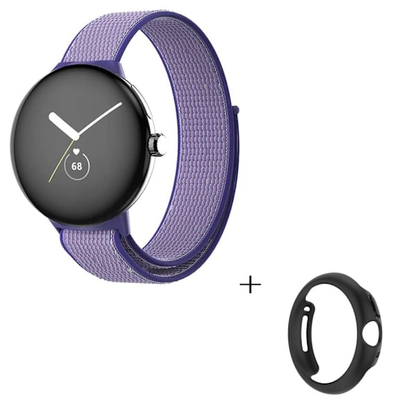 Elastisk urrem i nylon med sort cover til Google Pixel Watch - Blå / Lilla Purple