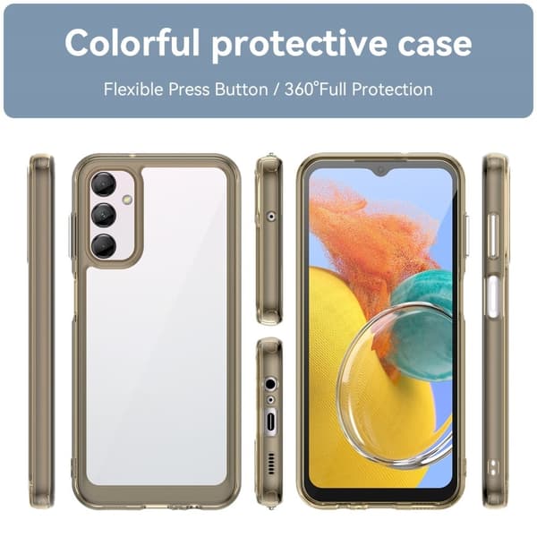 Samsung Galaxy M14 älykäs akryylikansi - Läpinäkyvä Harmaa Silver grey