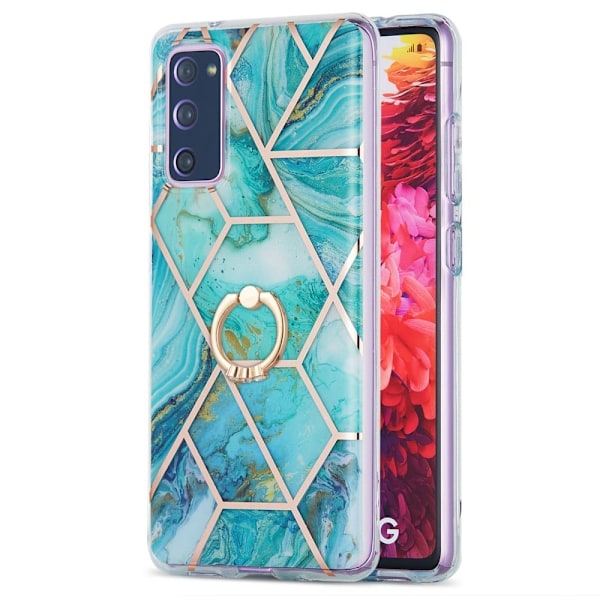 Marble Patterned Suojakuori With Ring Holder For Samsung Galaxy S20 Fe 2022 / S20 Fe 5g - Sininen Blue
