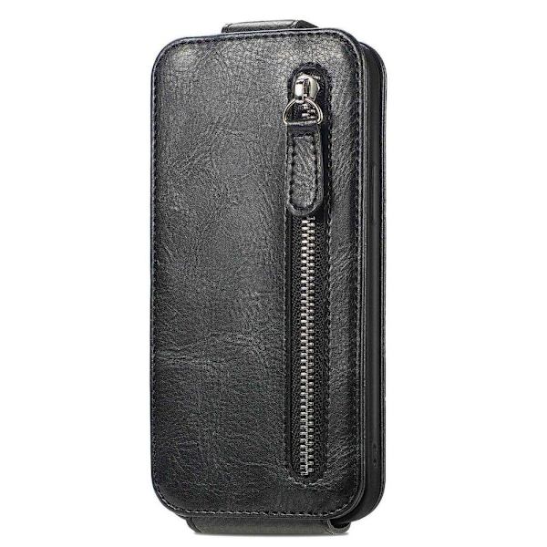 Vertical Flip Phone Etui med Zipper til Xiaomi Redmi Note 11S 5G / Poco M4 Pro 5g / Note 11t 5g - Sort Black