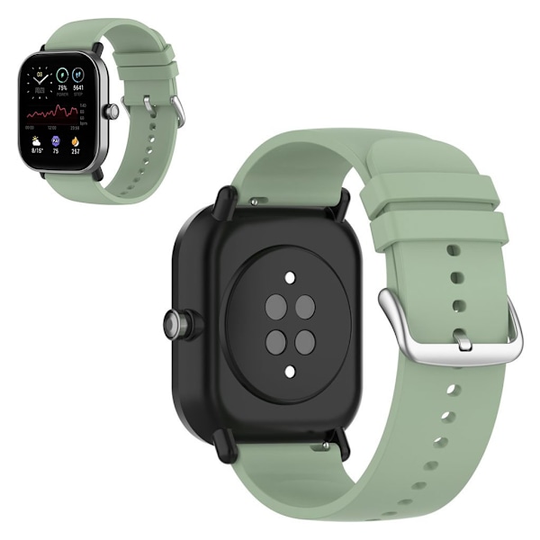 20 mm enkelt klockarmband i silikon för Amazfit-klocka - Is Tallgrön / Silverspänne Grön