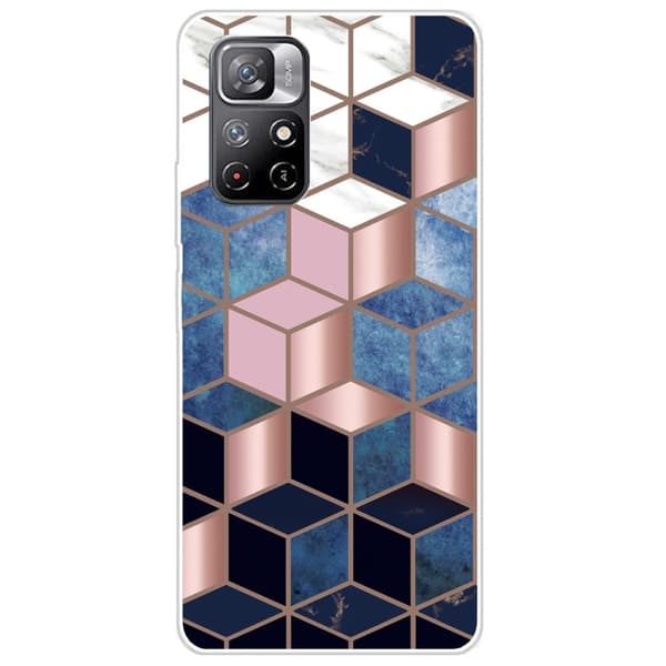 Marble design Xiaomi Redmi Note 11 Pro Plus 5G kotelot - Sininen / Kultainen Kuutio Multicolor