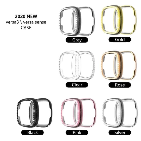 Fitbit Versa 3 / Sense stilfuld rhinestone-ramme - Sølv Silver grey