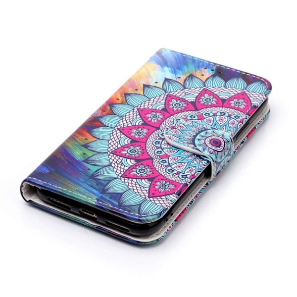 iPhone Xs Max flip cover i læder med præget mønster - Blomst Multicolor