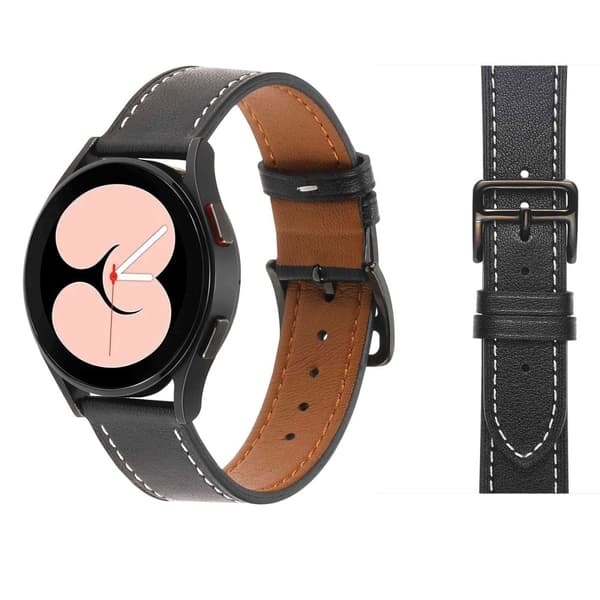Samsung Galaxy Watch 5 (44mm) / (40mm) / Pro urrem i ægte læder - Sort Black