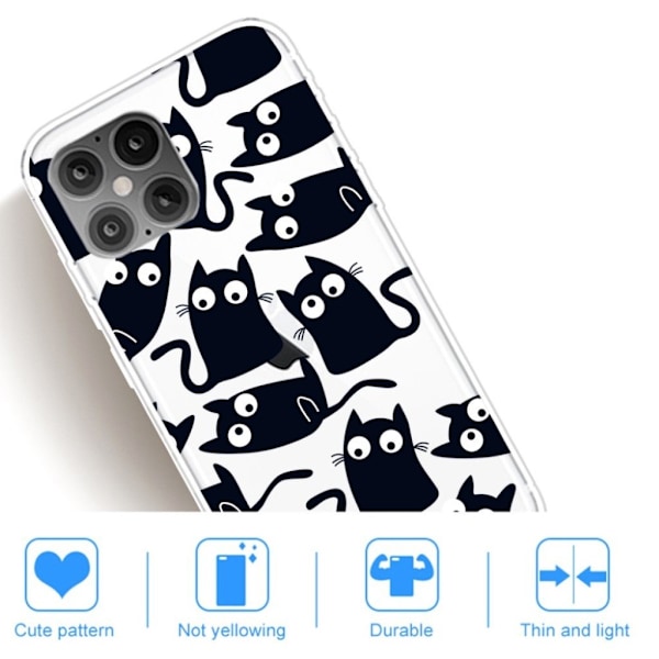 Deco iPhone 12 Pro / iPhone 12 kotelot - Mustat Kissat Black