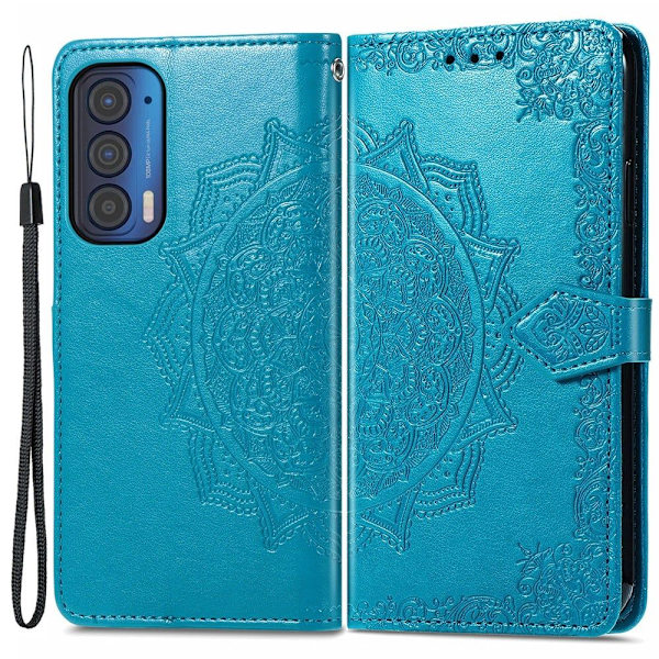 Mandala Motorola Edge (2021) Flippetui - Blå Blue