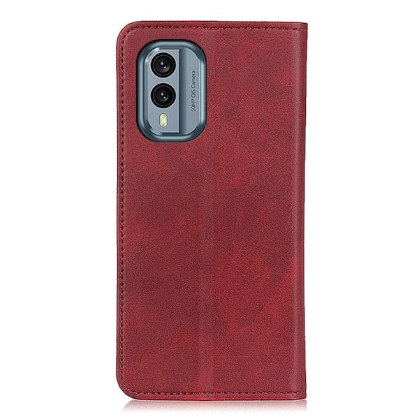Flip Etui med Pung i Ægte Læder til Nokia X30 - Rød Red