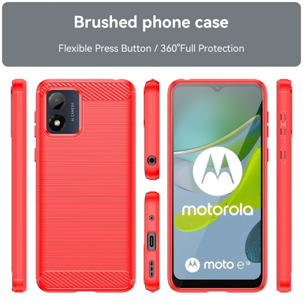 Carbon Flex Etui Motorola Moto E13 - Rød Red