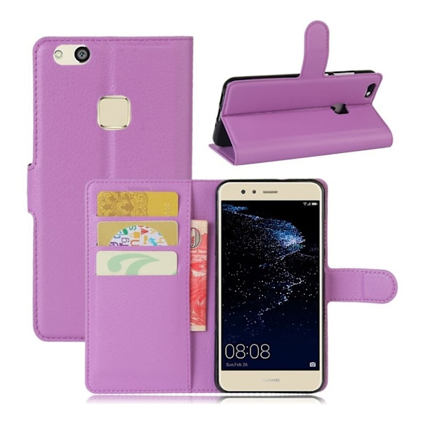 Huawei P10 Lite stilrent og stærkt læder-etui - Lilla Purple